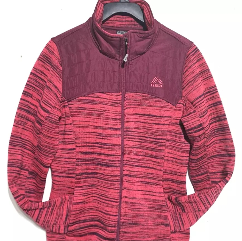 RBX Full Zip Jacket Womens Athletic RED Long Sleeve Stretchy Top Sz M CASUAL